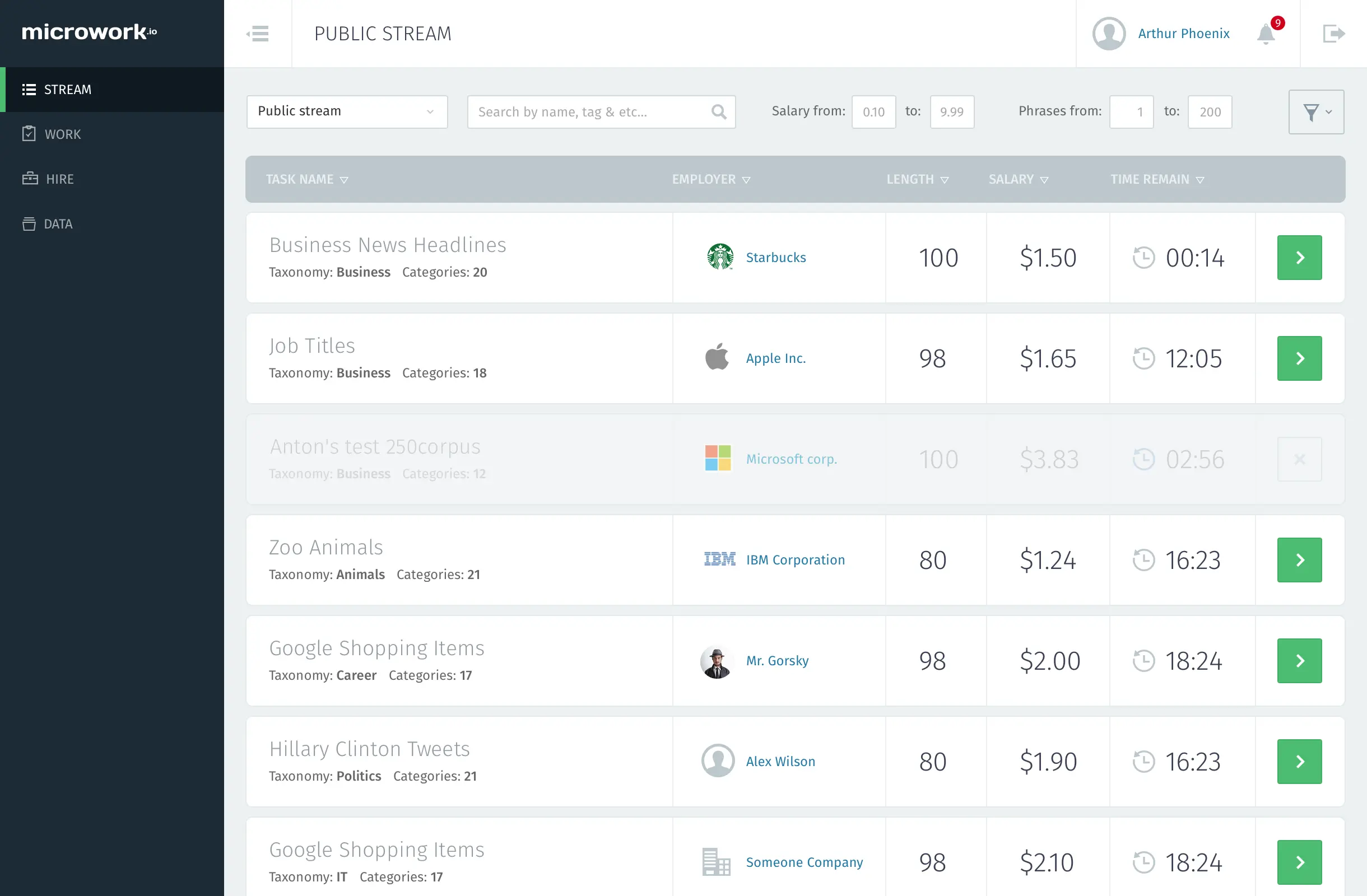 Microwork - Text Classification Platform